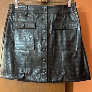 Sam Edelman Black Croc-Embossed Mini Skirt